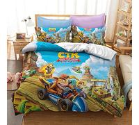 Crash Team Racing Duvet Cover Set with Zipper 3 Piece Bedding Set with 2 Pillowcases 50x75cm (crash 03,Double(200x200cm))