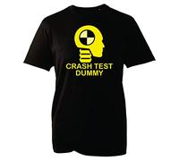 Crash Test Dummy T-Shirt Funny Sarcastic Dummy Man Crash Novelty Design Joke Adult Kids Unisex Tee Top (Black, XL)