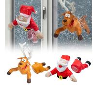 Crashing Reindeer & Santa Set,Crashing Santa And Reindeer,Christmas Window Decorations,Funny Christmas Decorations (Christmas Reindeer)