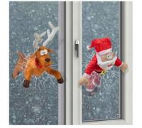 Crashing Santa Animated Christmas, Crashing Reindeer, Funny Christmas Window Decorations with Broken Glass Sticker & Leg-Kicking Animation, Holiday Decor for Home Office Window Decor