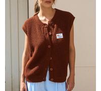 Crashway Sleeveless Cardigan in Loose Fit with Crew Neck 90005957