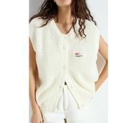 Crashway Sleeveless Cardigan in Loose Fit with Crew Neck pearl