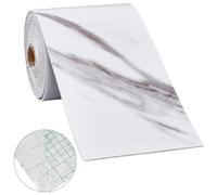 CRASPIR Marble Grain Wallpaper Border Peel and Stick White Self Adhesive Mirror EdgeRemovable PVC Waterproof Wallpapers for Bathroom Mirrors Frame Tiles Cabinet Decor Corner Sticker 16.4ft x 3.94in