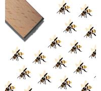 CRASPIRE 0.6 Inch/15mm Mini Bee Wooden Rubber Stamps Mounted Natural Wood Small Square Bumble Stamp Vintage Print Honey Bee Pattern Reusable for Journal Diary Scrapbook Letter DIY Craft Card Making