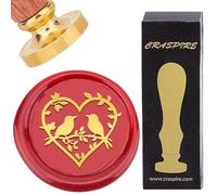 CRASPIRE 1.18In/30mm Wax Seal Stamp Bird on Tree Branch Lovebirds Leaf Love Sealing Stamps Removable Brass Head Retro Wood Handle for Party Wedding Invitation Valentines Day Greeting Card Bottle Decor