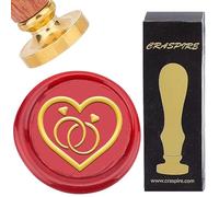 CRASPIRE 1.18In/30mm Wax Seal Stamp Love Diamond Rings Heart Romantic Spring Vintage Brass Head Wooden Handle Removable Replacement Sealing Stamp for Birthday Party Wedding Signature Valentines Day