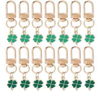 CRASPIRE 1 Box 20Pcs 4 Leaf Clover Key Chain Golden Metal Enamel