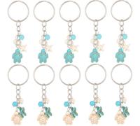 CRASPIRE 1 Box 20Pcs Lucky Little Turtle Keychain Ocean Key Chain Bulk Synthetic Turquoise Starfish Summer Sea Beach Animal Charms Keychains for DIY Car Key Keychains Party Favors Inspirational Gift