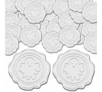 CRASPIRE 1 Box 25Pcs Ghost Wax Seal Sticker 30mm White Decorative Halloween Party Envelope Self Adhesive Sealing Stamp Stickers Label Decal for Scrapbook Invitation Cards Making Gift Wrapping Crafts