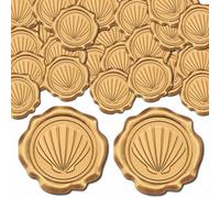 CRASPIRE 1 Box 25pcs Sea Shell Wax Seal Stickers Antique Gold Seashell Adhesive Envelope Sealing Stickers Ocean Wax Stamp Seal Sticker Label for Invitation Card Envelope Decor Birthday Party Scrapbook