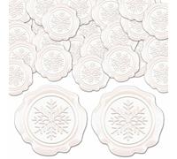 CRASPIRE 1 Box 25pcs Snowflake Wax Seal Stickers Christmas Xmas Winter Snow Flake Embossed Vintage White Envelope Decoration Sealing Stamp Stickers Adhesive for Wedding Invitation Cards Scrapbook