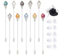 CRASPIRE 10 Colors Hat Pins Rhinestone Crystal Beads Long Handle 4.92In | Vintage Lapel Pin Elegant Stick Pin Women Brooch for Hair Scarf Western Cowboy Hats Suit Decorative Jewelry Making DIY Craft