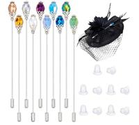 CRASPIRE 10 Colors Rhinestone Hat Pins Crystal Beads Long Handle 4.8In | Vintage Lapel Pin Elegant Stick Pin Brooch for Women Hair Scarf Western Cowboy Hats Suit Decorative Jewelry Making DIY Craft