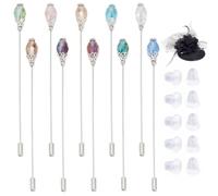 CRASPIRE 10 Colors Rhinestone Hat Pins Crystal Beads Long Handle 4.92In | Lapel Pin Elegant Vintage Stick Pin Women Brooch for Hair Scarf Western Cowboy Hats Suit Decorative Jewelry Making DIY Craft
