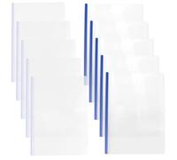 CRASPIRE 10 Sets Report Covers Sliding Bar 2 Colors White and Blue Capacity A4 Size Folder 12In Book Slide Binders Bingding Clips Grip 70 Sheets Pull Rod Plastic for Office Loose Leaf Documents Holder