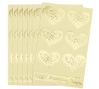 CRASPIRE 10 Sheet Love Heart Shape Stickers Gold Envelopes Label Stickers Retro Metallic DIY Decorative Adhesive Label for Wedding Party Gift Packaging Bake Decoration