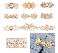 CRASPIRE 10 Styles Gold Cloak Clasp Flower Bowknot Alloy Snap Lock Clasps Sweater Swirl Cape Clip Fasteners Retro Vintage Cardigan Shawl Collar Brooch Buckle for Hanfu Cheongsam Dress Shirt Decoration