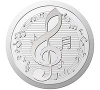 CRASPIRE 100pcs 1.5 Inch Musical Note Silver Foil Stickers Embossed Envelope Seals Stickers Round Self Adhesive Stickers Medal Decoration Label for Graduation Season Award Certificate Seals