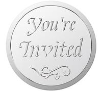 CRASPIRE 100pcs 1.5 Inch You're Invited Silver Foil Stickers Silver Embossed Envelope Seals Stickers Round Self Adhesive Stickers Medal Decoration Label for Graduation Season Award Certificate Seals