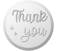 CRASPIRE 100Pcs 1.5In Thank You Silver Foil Stickers Star Round Circle Self Adhesive Labels Embossed Envelope Seals Stickers Metallic Stamp for Wedding Present Decoration Graduation Award Certificate