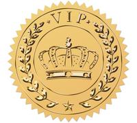 CRASPIRE 100Pcs 2 inch Crown Envelope Seal Sticker Gold Embossed Envelope Seals Foil Stickers Metallic Seals with Serrated Edge Vintage Labels for Envelopes Diplomas Certificates Supplies DIY