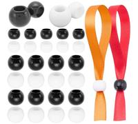 CRASPIRE 100Pcs 4 Styles Wristband Fastener Rondelle Large Hole Beads Resin White Black Pull Sliding Wrist Strap Locking Snap Cuffs Fasteners Beads for Wristbands Festivals Events Party Jewelry Making