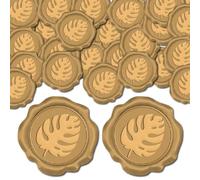 CRASPIRE 100Pcs Bronze Wax Seal Stickers Palm Leaf Vintage Wedding Invitations Envelope Sealing Label Decal Self Adhesive for Gift Wrapping Party Birthday Greeting Cards Making Christmas Valentine Day
