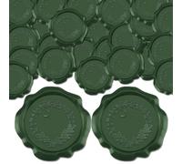 CRASPIRE 100Pcs Christmas Wax Seal Stickers Green Xmas Tree Holly Wreath Snow Vintage Retro Self Adhesive Wax Stamp Sticker Envelopes Decor Card Making for Winter Holiday Party Gift Packing DIY Craft