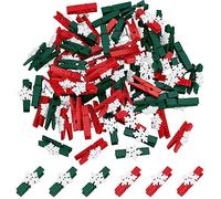 CRASPIRE 100Pcs Christmas Wooden Clips 2 Colors Snowflake Clothespin Clip Photo Paper Pegs Holders Tight Clamp for Hanging Wedding Postcard Holding Note Photo Paper Xmas Party Favor DIY Decoration