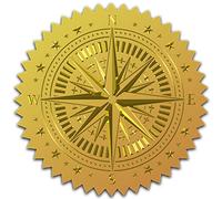 CRASPIRE 100PCS Compass Gold Foil Stickers Embossed Certificate Seals Self Adhesive Medal Decoration Certification Graduation Corporate Notary Christmas Seals Envelope
