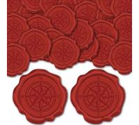 CRASPIRE 100pcs Compass Wax Seal Stickers Red Decoration Stickers Vintage Adhesive Envelope Sealing Stickers for Wedding Invitation Envelope Decor Birthday Party Craft Scrapbook DIY