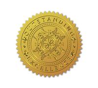 CRASPIRE 100pcs Embossed Gold Foil Certificate Seals Self Adhesive Sticker Medal Decoration Stickers Certification Graduation Corporate Seals Notary Seals Envelopes(Outstanding Excellence)