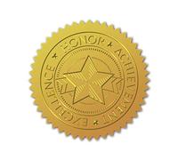 CRASPIRE 100pcs Embossed Gold Foil Certificate Seals Self Adhesive Stickers Medal Decoration Stickers Certification Graduation Corporate Seals Notary Envelopes(Honor Achievement)