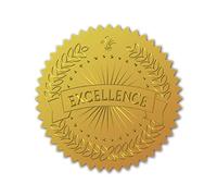 CRASPIRE 100pcs Excellence Embossed Gold Foil Certificate 2" Seals Stickers
