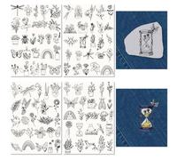 CRASPIRE 100Pcs Flowers Plants Insect Water Soluble Embroidery Patterns Stabilizers Butterfly Hand Sewing Stick and Stitch Transfers Fabric Wash Away Pre-Printed Adhesive for Bags Cloth Sewing Lovers
