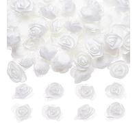 CRASPIRE 100Pcs Foam Rose Heads with Lace Edge White 3D Artificial Flower Head Small for DIY Crafts Accessories Valentine's Day Home Party Wedding Bridal Bouquet Decoration 1.7 x 1.7in