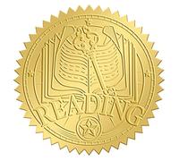 CRASPIRE 100PCS Gold Embossed Envelope Seals Stickers Reading Book Adhesive Embossed Foil Seals Stickers Label for Wedding Invitations Gift Packaging