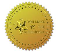 CRASPIRE 100pcs Gold Foil Certificate Seals You Make The Difference Embossed Gold Certificate Seals 2" Round Self Adhesive Embossed Stickers for Invitations Graduation Monogram Seals