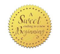 CRASPIRE 100Pcs Gold Foil Embossed Stickers Crown 2 inch A Sweet Ending to a New Beginning Self Adhesive Certificate Seals Medal Decoration Sticker for Graduation Envelopes Diplomas Awards