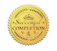 CRASPIRE 100Pcs Gold Foil Embossed Stickers Crown 2 inch Successful Completion Self Adhesive Certificate Seals Medal Decoration Sticker for Graduation Corporate Notary Seals Envelopes Diplomas Awards