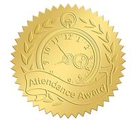 CRASPIRE 100PCS Gold Foil Stickers Attendance Award Embossed Certificate Seals Self Adhesive Stickers Medal Decoration Stickers Certification Graduation Corporate Notary Seals Envelope