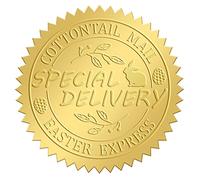 CRASPIRE 100PCS Gold Foil Stickers Cottontail Express Embossed Self-adhesive Stickers Medal Decoration Stickers Certification Graduation Corporate Notary Easter Envelope Gift