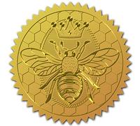 CRASPIRE 100pcs Gold Foil Stickers Embossed Certificate Seals Self Adhesive Medal Decoration Certification Graduation Corporate Notary Envelope (Bee)