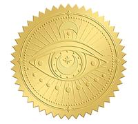 CRASPIRE 100PCS Gold Foil Stickers Eye Embossed Certificate Seals Self Adhesive Stickers Medal Decoration Stickers Certification Graduation Corporate Notary Seals Envelope