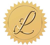 CRASPIRE 100pcs Initial Alphabets L Gold Foil Embossed Stickers 2" Leaf Letter Vintage Foil Self Adhesive Sticker Decor Labels for Achievement Awards Wedding Invitation Graduate Diplomas Certificate