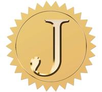 CRASPIRE 100pcs Letter J Gold Foil Embossed Stickers 2" Initial Alphabets Vintage Foil Self Adhesive Sticker Labels for Award Envelope Achievement Graduation Diplomas Medal Decoration