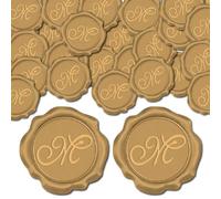 CRASPIRE 100Pcs Letter M Wax Seal Sticker Wedding Vintage Invitations Envelope Sealing Bronze Initial Label Decal Self Adhesive for Gift Wrapping Birthday Greeting Cards Making Christmas Valentine Day