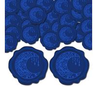 CRASPIRE 100Pcs Navy Blue Moon Wax Seal Stickers Wedding Invitations Envelope Vintage Sealing Label Self Adhesive for Gift Wrapping Birthday Greeting Cards Making Christmas Valentines Day