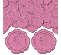 CRASPIRE 100pcs Rose Adhesive Wax Seal Stickers Hot Pink Flower Decoration Stickers Envelope Sealing Stickers for Wedding Invitation Envelope Decor Christmas Birthday Party Craft Scrapbook DIY