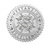 CRASPIRE 100pcs Self Adhesive Silver Foil Embossed Stickers Medal Decoration Sticker, Flower Pattern Stickers Certification Graduation Corporate Notary Seals Envelope (Outstanding Excellence)